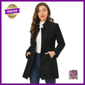 Mid-Thigh Winter Coat Stand Collar Single Breasted Fully Lined